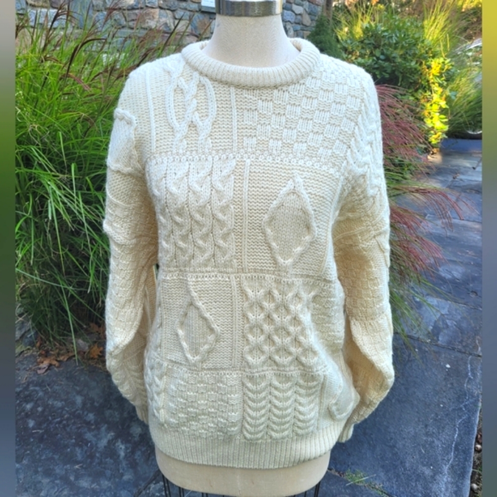 Blarney  woolen  mills wool Irish fisherman  sweater patchwork  type pattern